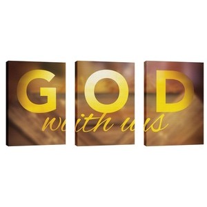 God With Us Manger Triptych 24in x 36in Canvas Prints