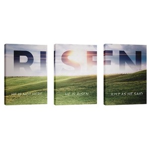 Risen Green Hill Triptych 24in x 36in Canvas Prints
