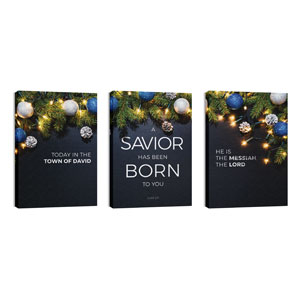 Savior Born Christmas Triptych 24in x 36in Canvas Prints