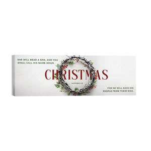 Christmas Crown Wreath 60in x 20in Canvas Prints