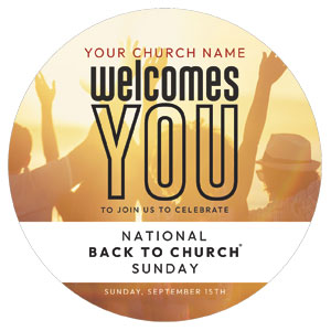 Back to Church Welcomes You Orange Circle InviteCards 