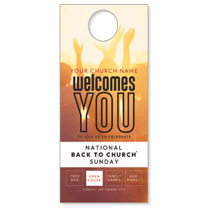 Back to Church Welcomes You Orange DoorHangers