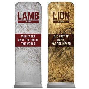 Lamb and Lion Pair 2' x 6' Sleeve Banner