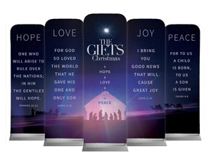 The Gifts of Christmas Advent 5 Banner Set 2' x 6' Sleeve Banner