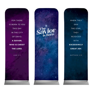 Savior Is Born Sky Triptych 2' x 6' Sleeve Banner