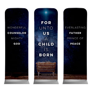 A Child Is Born Triptych 2' x 6' Sleeve Banner