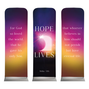 Hope Lives Tomb Triptych 2' x 6' Sleeve Banner