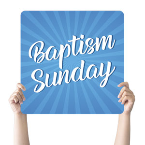 Baptism Rays Sunday Square Handheld Signs