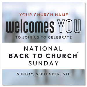 Back to Church Welcomes You Invite 2.5" x 2.5" Small Square