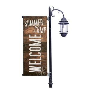Summer Camp Wood Grain Light Pole Banners
