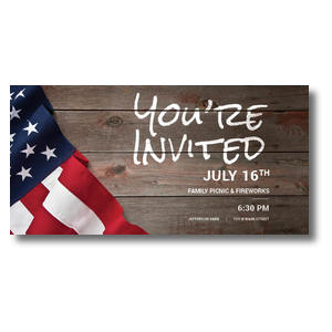 American Flag Invited 11" x 5.5" Oversized Postcards