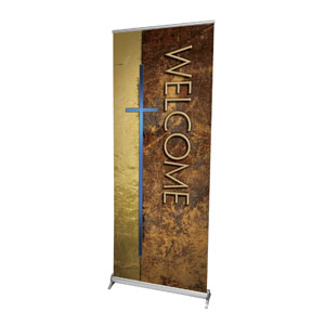 Leather Welcome 2'7" x 6'7"  Vinyl Banner