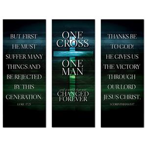 One Cross Triptych 2'7" x 6'7"  Vinyl Banner