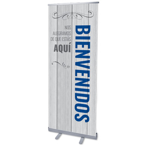 Painted Wood Welcome Spanish 2'7" x 6'7"  Vinyl Banner