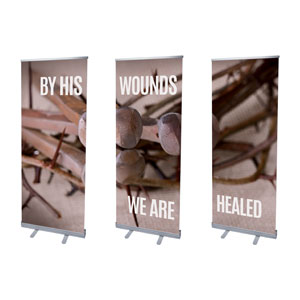 By His Wounds 2'7" x 6'7"  Vinyl Banner