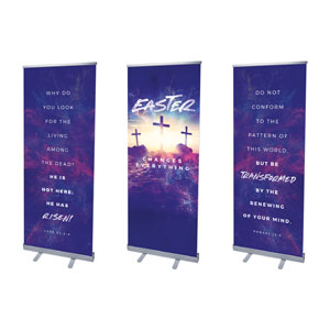 Easter Changes Everything Crosses Triptych 2'7" x 6'7"  Vinyl Banner