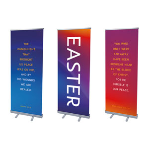 Glow Easter Triptych 2'7" x 6'7"  Vinyl Banner