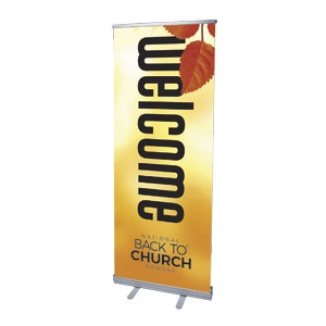 Back to Church Welcomes You Orange Leaves 2'7" x 6'7"  Vinyl Banner