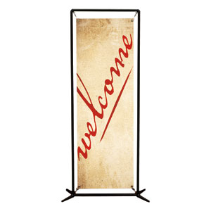 Red Script Welcome 2' x 6' Banner