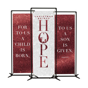 Christmas Brings Hope Sparkle Triptych 2' x 6' Banner