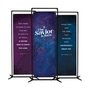 Savior Is Born Sky Triptych 2' x 6' Banner