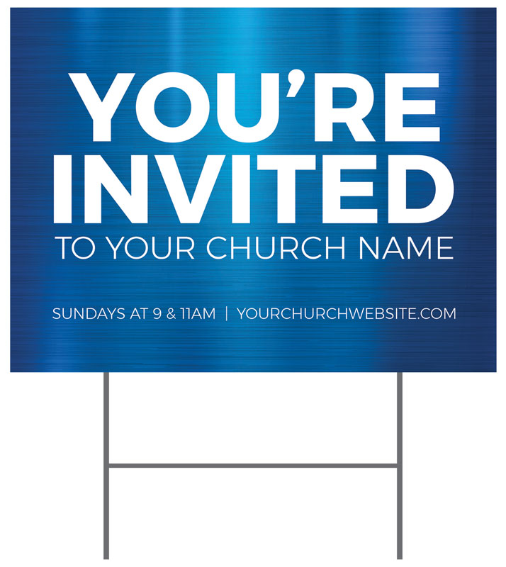 General Blue Yard Sign Church Banners Outreach Marketing