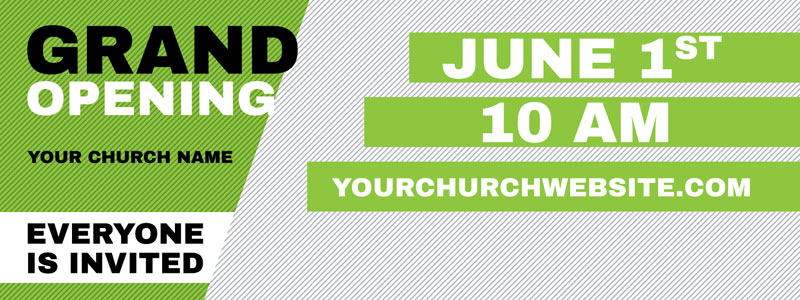 Grand Opening Invite Green Banner Church Banners Outreach Marketing