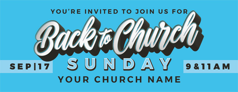 Banners, Back To Church Sunday, Back to Church Sunday Celebration Blue, 3' x 8'