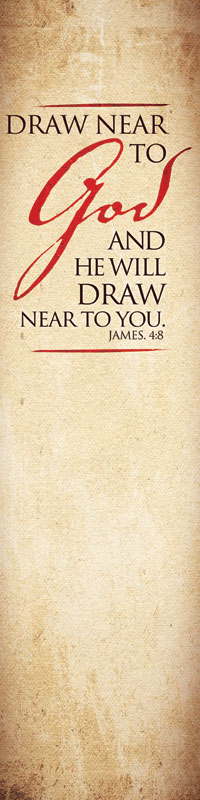 Banners, Scripture, Red Script James 4:8, 2' x 8'