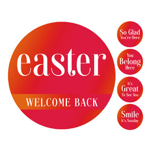 Easter Welcome Back Set Circle Handheld Signs