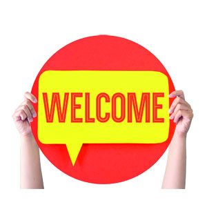 Bubble Welcome Circle Handheld Signs