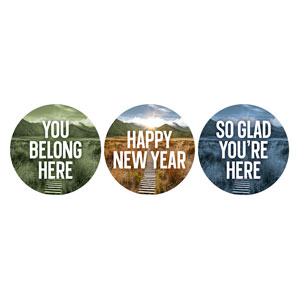 First Step New Journey Set Circle Handheld Signs
