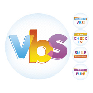 Colorful VBS Set Circle Handheld Signs