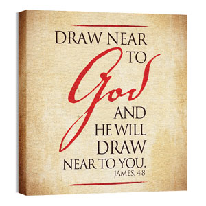 Red Script James 4:8 24 x 24 Canvas Prints