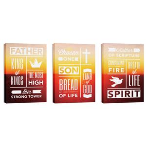 Phrases Trinity Triptych 24in x 36in Canvas Prints