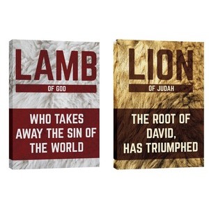 Lamb and Lion Pair 24in x 36in Canvas Prints