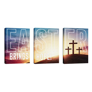 Easter Hope Outline Triptych 24in x 36in Canvas Prints