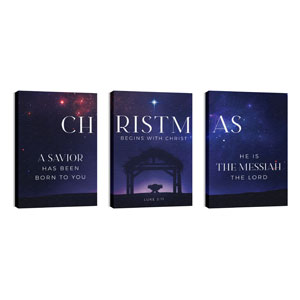 Begins With Christ Manger Triptych 24in x 36in Canvas Prints