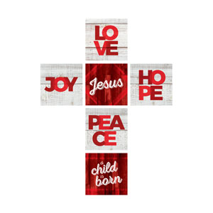 Mod Christmas Wood Cross Set 24 x 24 Canvas Prints