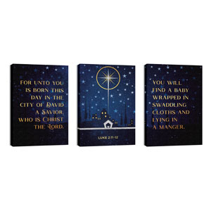 Bethlehem Christmas Star Triptych 24in x 36in Canvas Prints