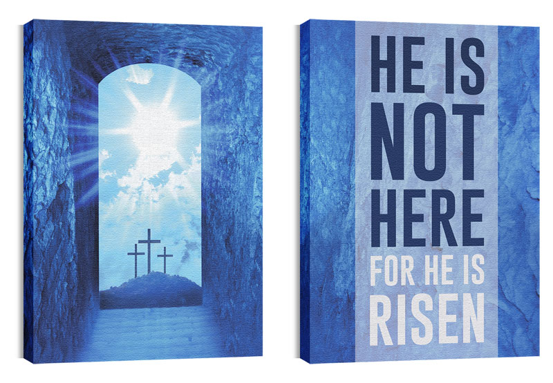 Wall Art, Easter, He Is Risen Stairs Pair, 24 x 36