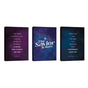 Savior Is Born Sky Triptych 24in x 36in Canvas Prints