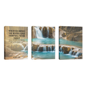 Living Water John 4:14 Triptych 24in x 36in Canvas Prints