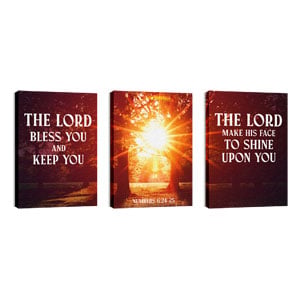 Shining Light Numbers 6:24-25 Triptych 24in x 36in Canvas Prints