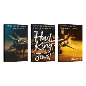 Scripture Prints John 19:2-3 Triptych 30in x 50in Canvas Prints