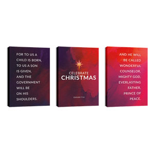 Vibrant Paint Christmas Triptych 24in x 36in Canvas Prints