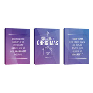 Bright Gradient Christmas Triptych 24in x 36in Canvas Prints