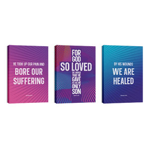 God So Loved Cross Triptych 24in x 36in Canvas Prints