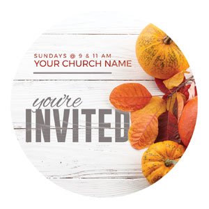 Fall Pumpkins and Branch Circle InviteCards 
