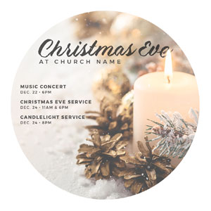 Christmas Eve Snowy Candle Circle InviteCards 